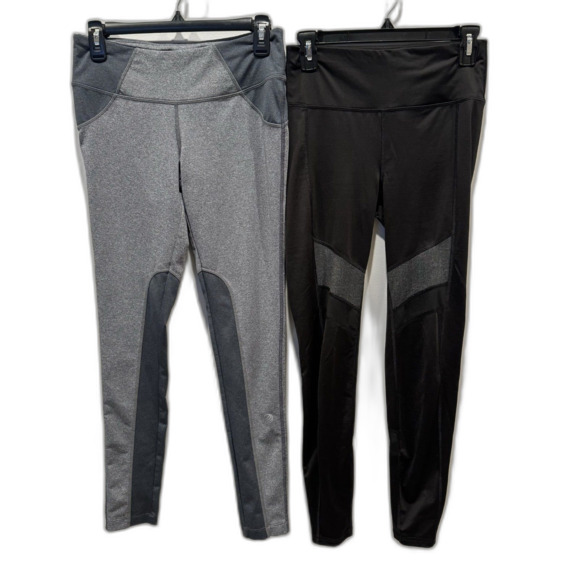 MPG Leggings 2 Pairs Black Gray Panel High Rise Stretch Workout Womens sz Small - Picture 1 of 10